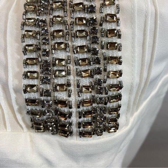 Venus Brand V Neck Rhinestone Detail White Romper Size‎ 4 - Picture 11 of 14